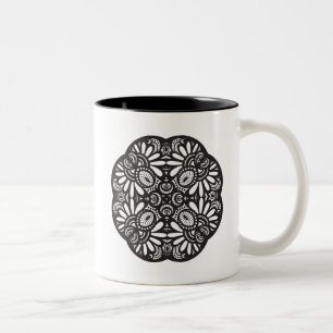Schönes Deko-schwarzes Quadrat-Gekritzel Zweifarbige Tasse