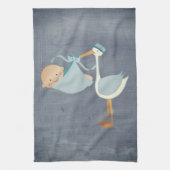 Schönes Dekor des Blue Stork Baby Dusche Party Geschirrtuch (Vertikal)