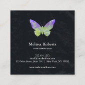 Schönes dekoratives Butterfly-Logo Schwarz Quadratische Visitenkarte (Rückseite)