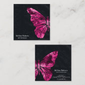 Schönes dekoratives Butterfly-Logo Schwarz Quadratische Visitenkarte (Vorne/Hinten)