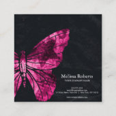 Schönes dekoratives Butterfly-Logo Schwarz Quadratische Visitenkarte (Rückseite)