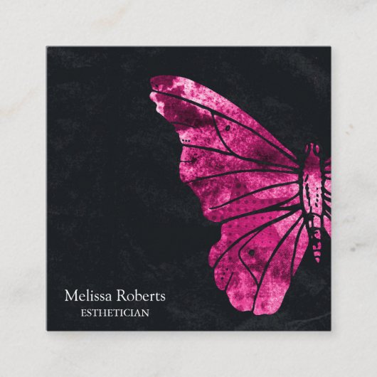 Schönes dekoratives Butterfly-Logo Schwarz Quadratische Visitenkarte (Vorderseite)