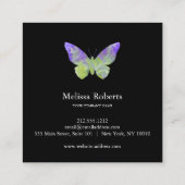 Schönes dekoratives Butterfly-Logo Schwarz Quadratische Visitenkarte (Rückseite)