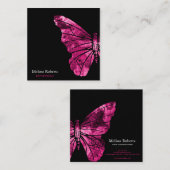 Schönes dekoratives Butterfly-Logo Schwarz Quadratische Visitenkarte (Vorne/Hinten)