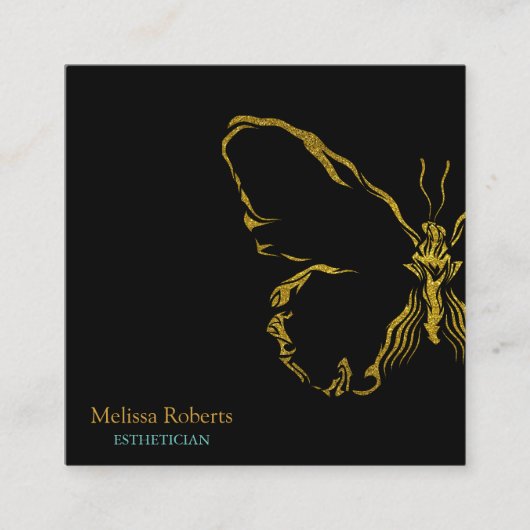 Schönes dekoratives Butterfly-Logo Schwarz Quadratische Visitenkarte (Vorderseite)