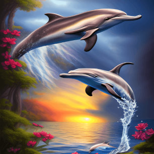 Schönes Delfin-Duo im Paradies Poster