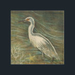 Schönes Design Art Deco Holzdruck<br><div class="desc">Schöne Egret Shorebird Wading in Water Wood Wall Art. Diese Kunst hat eine einzigartige und rustikale Not aus Holz Hintergrund gibt ihm einen verwitterten Küstenstreifen Stil. Ideal für die Hütte,  direkt am See. Dekorieren Sie Ihre Strand-Zuhause oder Ferien-Mietobjekte mit der Wandkunst von Jenn's Emporium.</div>