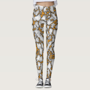 Schönes Design aus weißem und goldenem Marmor Leggings