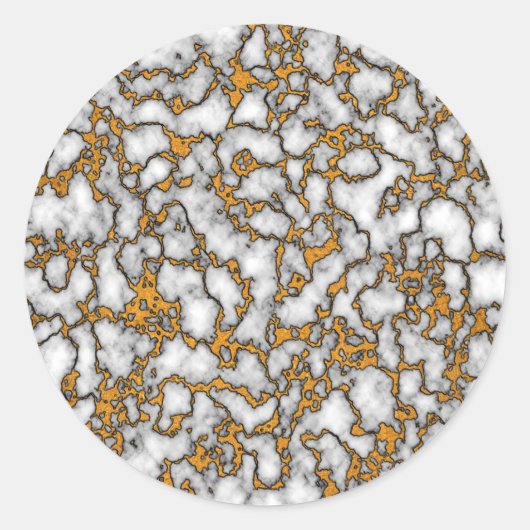 Schönes Design aus weißem und goldenem Marmor Runder Aufkleber (Vorderseite)