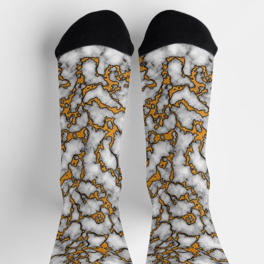 Schönes Design aus weißem und goldenem Marmor Socken (Oben)
