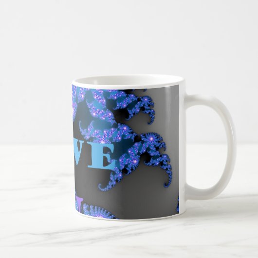 Schönes Design der galaktisch blauen Liebe, Kaffeetasse (Rechts)