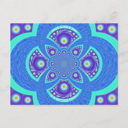 Schönes Design für Afrikanisches Blue Mandala Flor Postkarte (Vorderseite)
