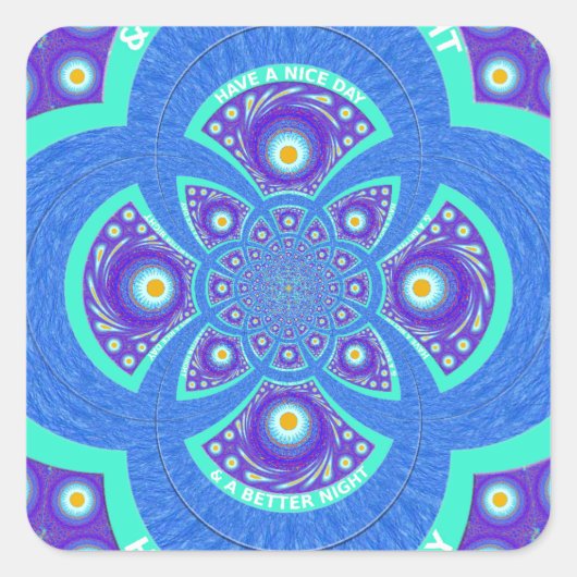 Schönes Design für Afrikanisches Blue Mandala Flor Quadratischer Aufkleber (Vorderseite)