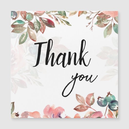 schönes Design mit Blume Danke Magnetkarte (Vorderseite)