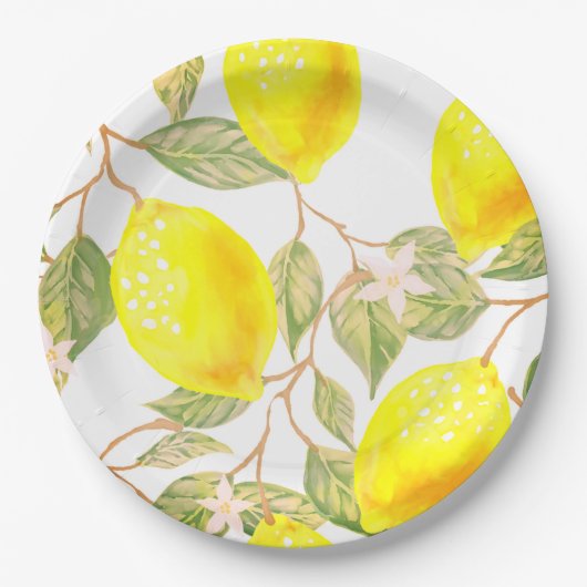 Schönes Design Wasserfarbenlemon Pappteller (Vorderseite)