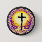 Schönes detailliertes Christliches Kreuz Button (Vorderseite)