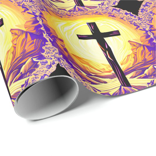 Schönes detailliertes Christliches Kreuz Geschenkpapier (Rolleneckpunkt)