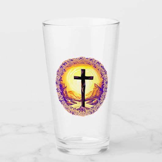 Schönes detailliertes Christliches Kreuz Glas (Vorderseite)