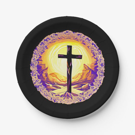 Schönes detailliertes Christliches Kreuz Pappteller (Vorderseite)