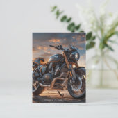 Schönes detailliertes Vintages Motorrad Postkarte (Stehend Vorderseite)