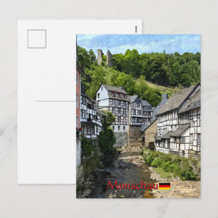 Schönes deutsches Dorf Monschau im Sommer Reise Feiertagspostkarte