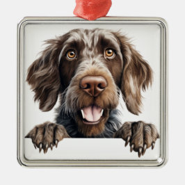 SCHÖNES DEUTSCHES DRAHTHAAR POINTER DOG ORNAMENT AUS METALL