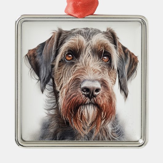 SCHÖNES DEUTSCHES DRAHTHAAR POINTER DOG ORNAMENT AUS METALL (Vorne)