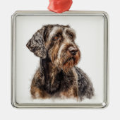 SCHÖNES DEUTSCHES DRAHTHAAR POINTER DOG ORNAMENT AUS METALL (Vorne)