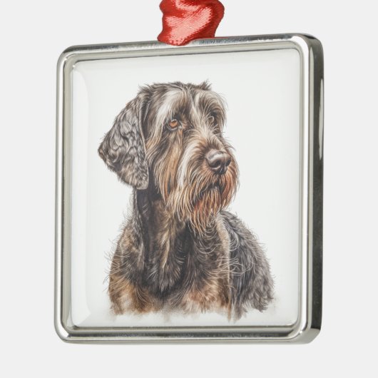 SCHÖNES DEUTSCHES DRAHTHAAR POINTER DOG ORNAMENT AUS METALL (Links)