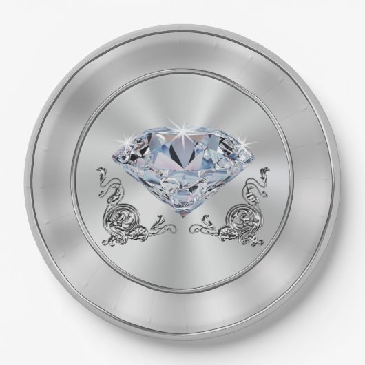 Schönes Diamant-Papier-Teller-Diamant-Party-Thema Pappteller (Vorderseite)