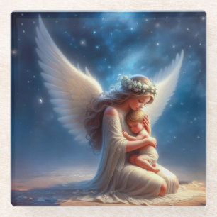 Schönes digitales Bild von Angel Holding a Baby Glasuntersetzer