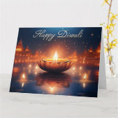 Schönes Diya Festival of Light Happy Diwali Karte (Gelbe Blume)