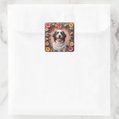 Schönes Dog Portrait Quadratischer Aufkleber (Tasche)