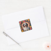 Schönes Dog Portrait Quadratischer Aufkleber (Umschlag)