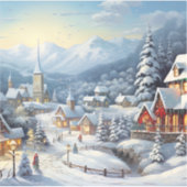 Schönes Dorf an Weihnachten Aufkleber (Vorderseite)