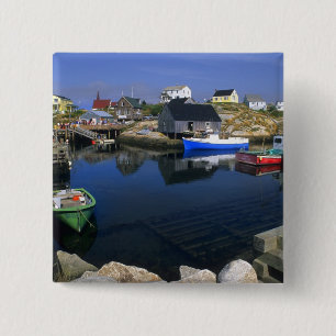 Schönes Dorf Peggy's Cove mit Hafen Button