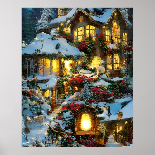 Schönes Dorfhaus bei Christmas Poster (Vorne)