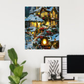 Schönes Dorfhaus bei Christmas Poster (Heimbüro)