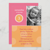 Schönes Dots Foto Geburtstagseinladung (Rosa) Einladung (Vorne/Hinten)