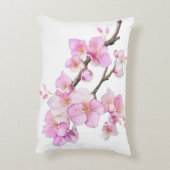 Schönes Drehbuch Rosa Aquarellkirsche Blüten Dekokissen (Rückseite(Vertikal))