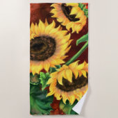 Schönes Drei Sonnenblumen Badetuch - Malerei (Vorderseite)