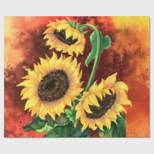 Schönes Drei-Sonnenblumen-Umschlagpapier Geschenkpapier (Flach)
