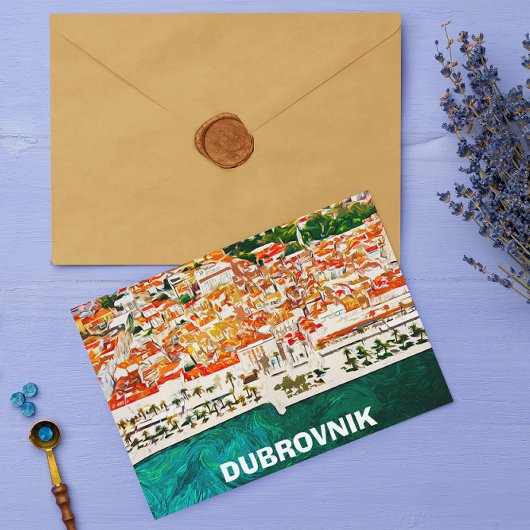 Schönes Dubrovnik Kroatien Farbe Wasser Ölfarbe Fa Postkarte