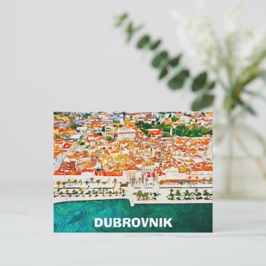 Schönes Dubrovnik Kroatien Farbe Wasser Ölfarbe Fa Postkarte (Stehend Vorderseite)