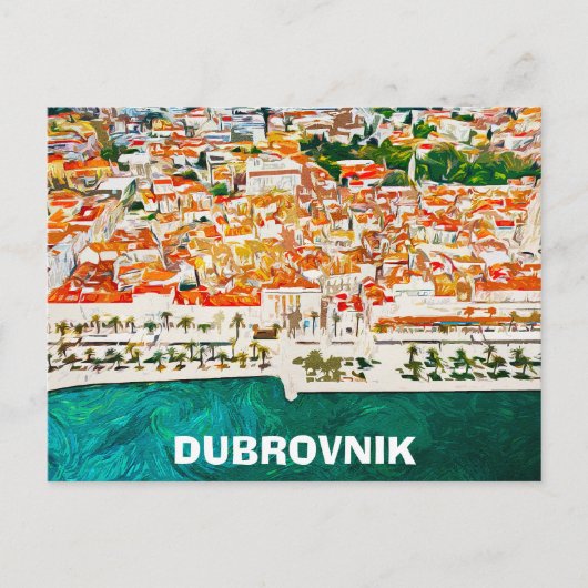 Schönes Dubrovnik Kroatien Farbe Wasser Ölfarbe Fa Postkarte (Vorderseite)