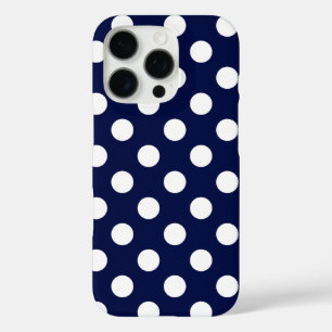 Schönes dunkles Blau und stilvolle Big Polka Dots iPhone 16 Pro Hülle