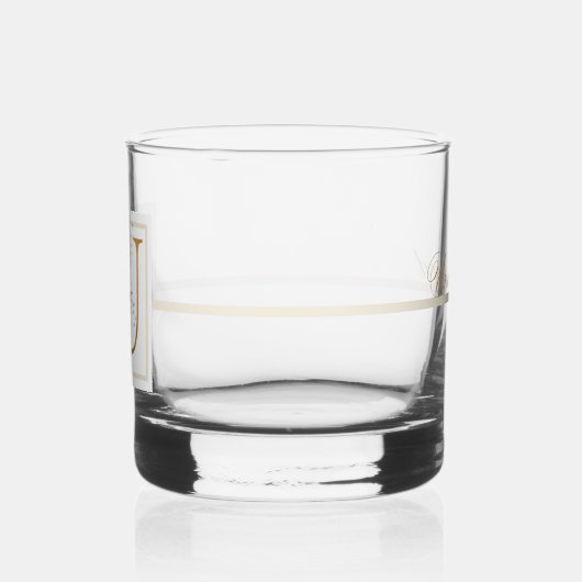 Schönes dunkles Floral Gold dekoriertes Monogramm Whiskyglas (Links)