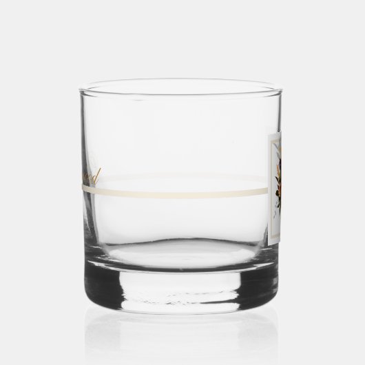 Schönes dunkles Floral Gold dekoriertes Monogramm Whiskyglas (Rechts)