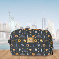 Schönes dunkles Grau New York City Muster Monogram