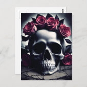 Schönes dunkles und gotisches Rose Skull Poster Postkarte (Vorne/Hinten)